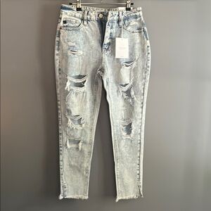 KanCan Blue Ankle Cropped Distressed Jeans